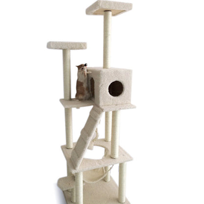 195cm Tall XXL Cat Scratching Post Tower with Hammock Cream