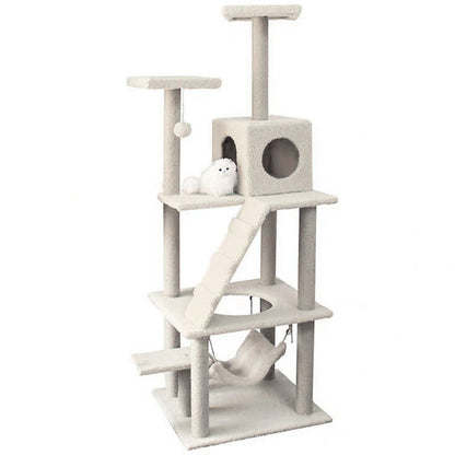 195cm Tall XXL Cat Scratching Post Tower with Hammock Cream