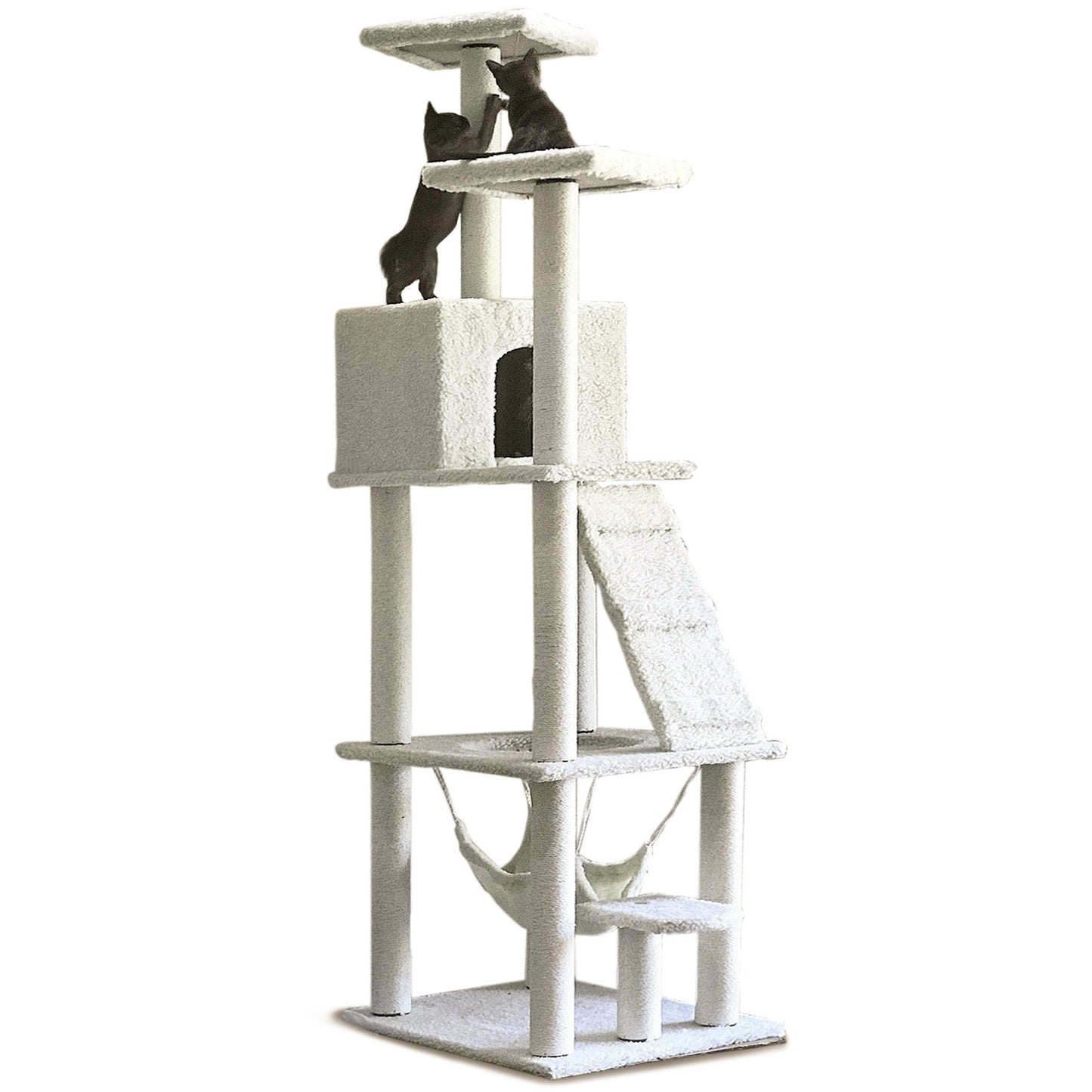 195cm Tall XXL Cat Scratching Post Tower with Hammock Cream