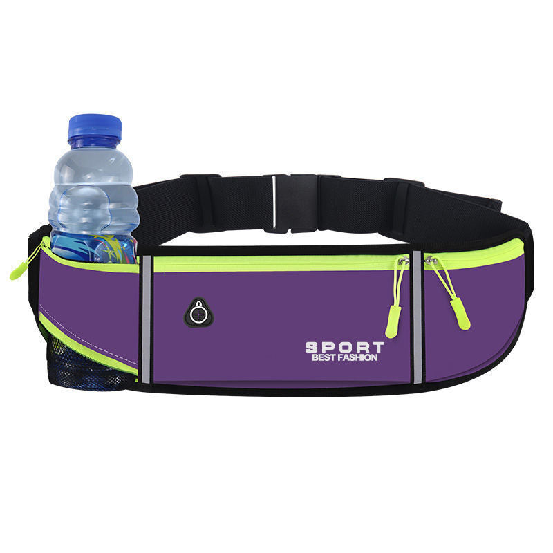 Running Waist Zip Pouch Fitness Outdoor Sports Belt Bag Purple