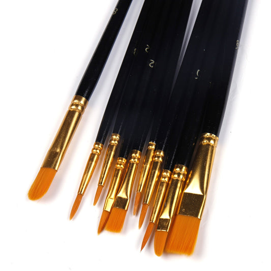 Artist Paintbrushes Set 10PCS Professional Quality for Acrylic Oil Watercolor