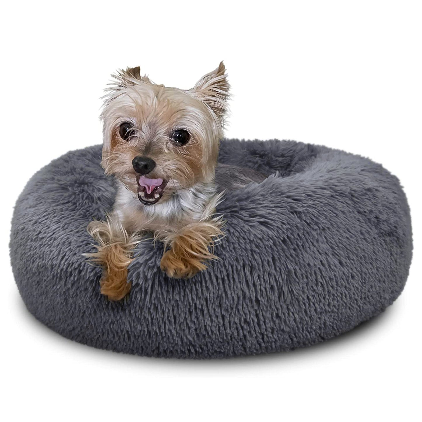 40cm Cozy Plush Soft Fluffy Pet Bed for Dogs and Cats Dark Grey