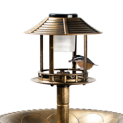 Solar Bird Bath Feeder Planter with Light for Garden Decor