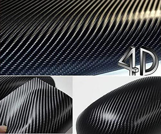 152cm x 50cm 4D High Gloss Black Carbon Fibre Wrap Vinyl Roll Automotive Film