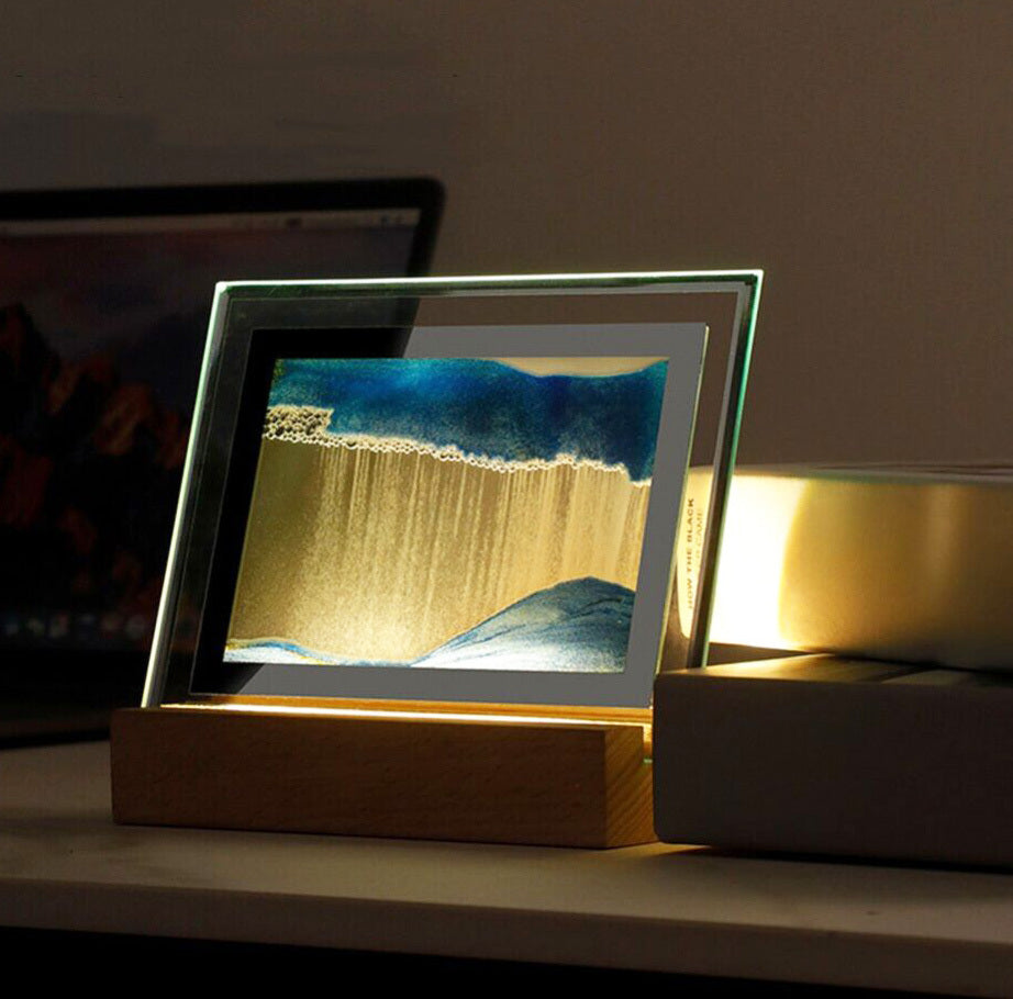 Mesmerizing 3D Moving Sand Art LED Table Lamp Night Light Decor