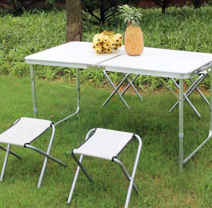 5-Piece Outdoor Folding Camping Table and Chairs Set Portable White