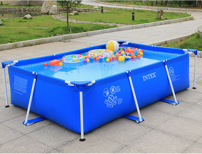 Intex Large Metal Frame Above Ground Family Swimming Pool for Backyard Fun