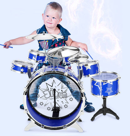 Kids Jazz Drum Set Musical Educational Toy 6PCS for Children Blue