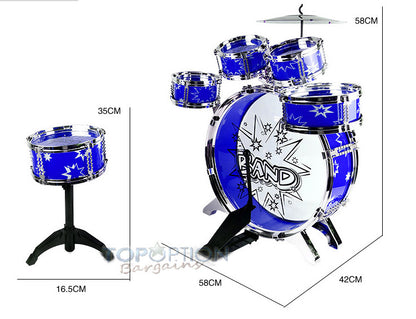 Kids Jazz Drum Set Musical Educational Toy 6PCS for Children Blue