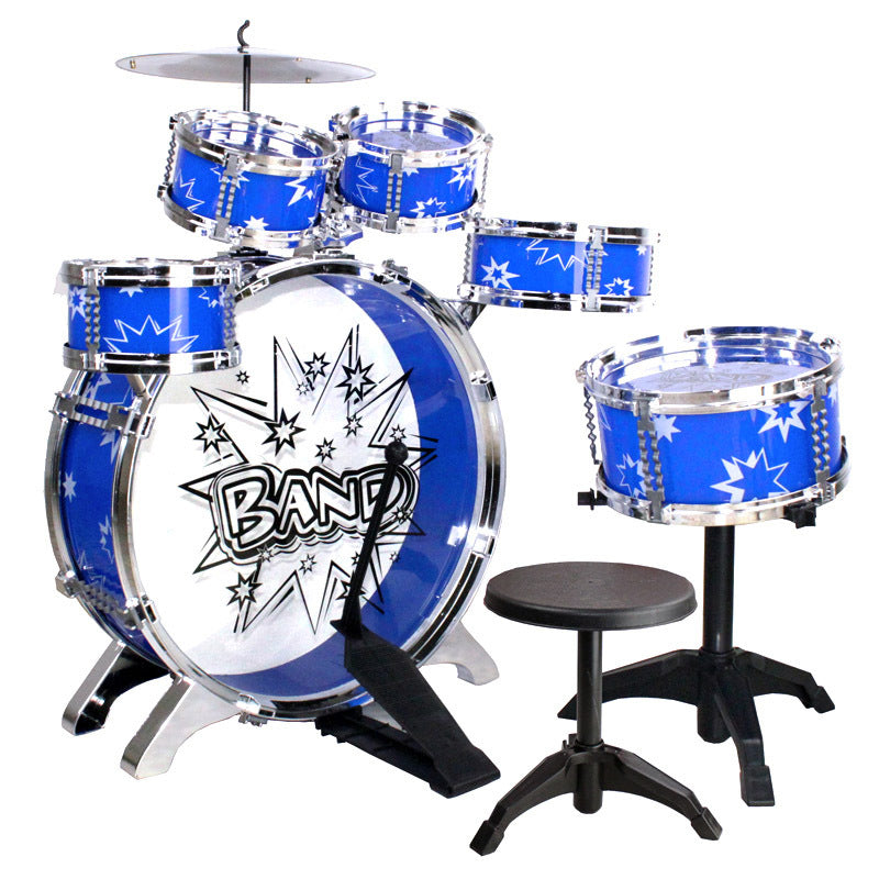 Kids Jazz Drum Set Musical Educational Toy 6PCS for Children Blue