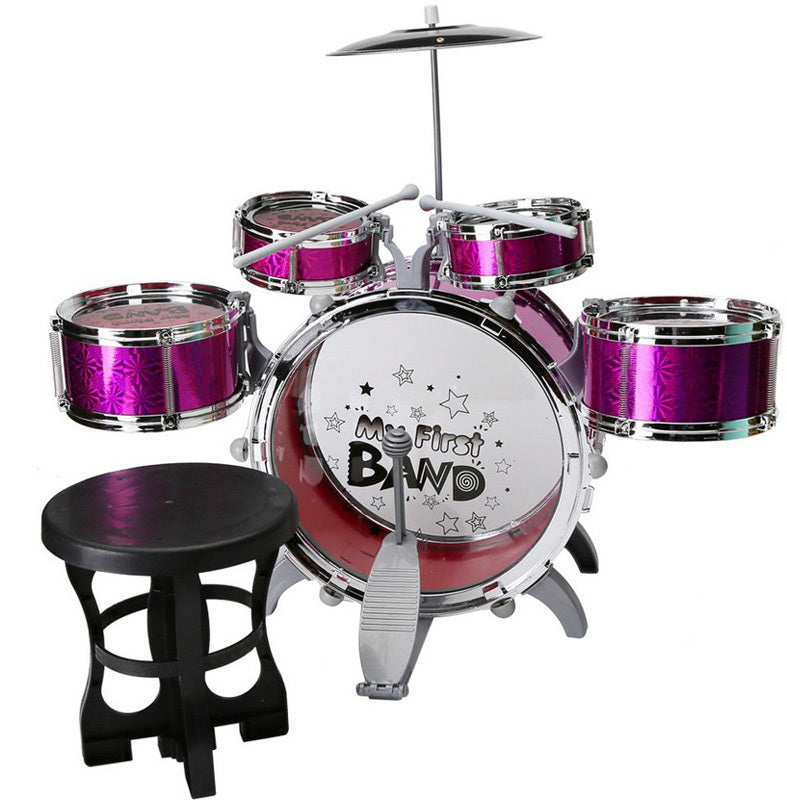 Kids Jazz Drum Set Musical Educational Toy 6PCS Purple