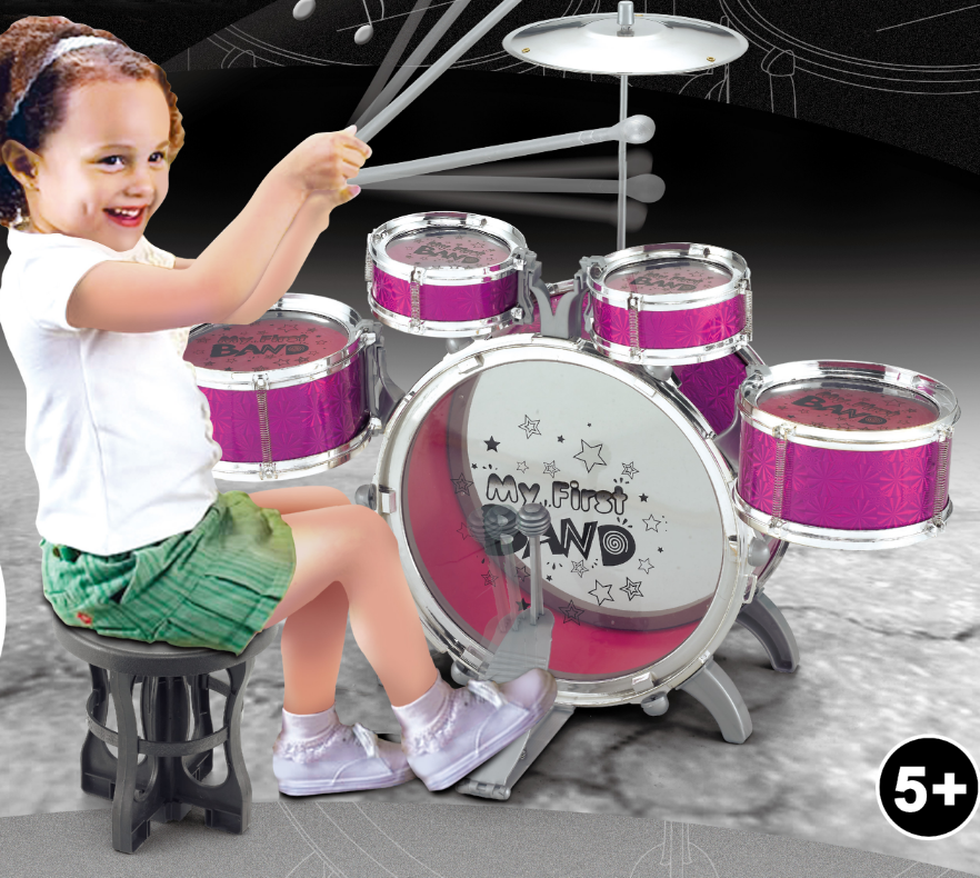 Kids Jazz Drum Set Musical Educational Toy 6PCS Purple