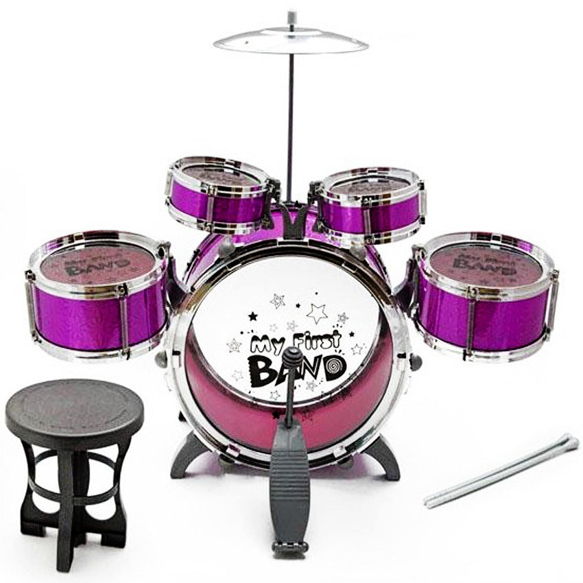 Kids Jazz Drum Set Musical Educational Toy 6PCS Purple