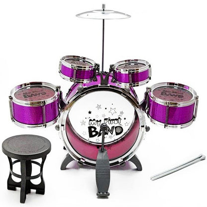 Kids Jazz Drum Set Musical Educational Toy 6PCS Purple