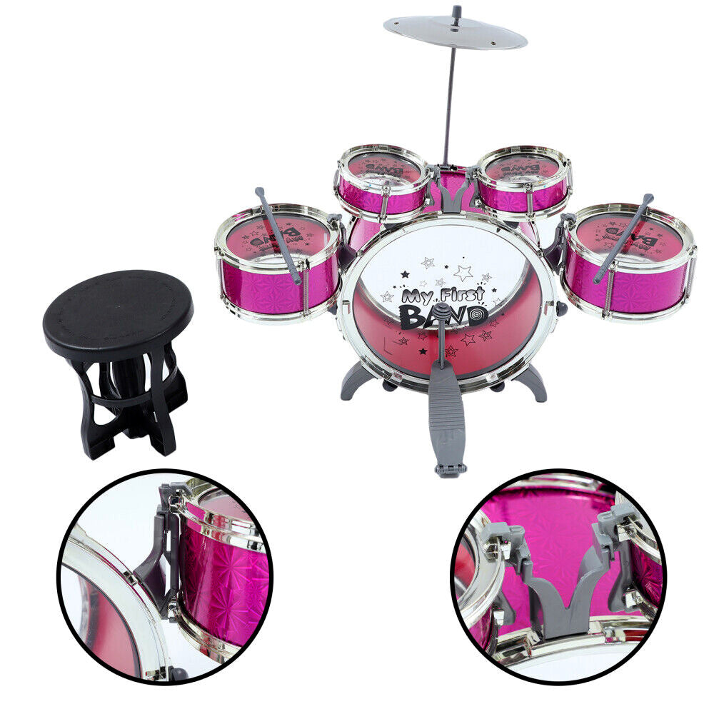 Kids Jazz Drum Set Musical Educational Toy 6PCS Purple