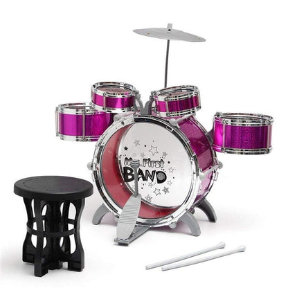 Kids Jazz Drum Set Musical Educational Toy 6PCS Purple