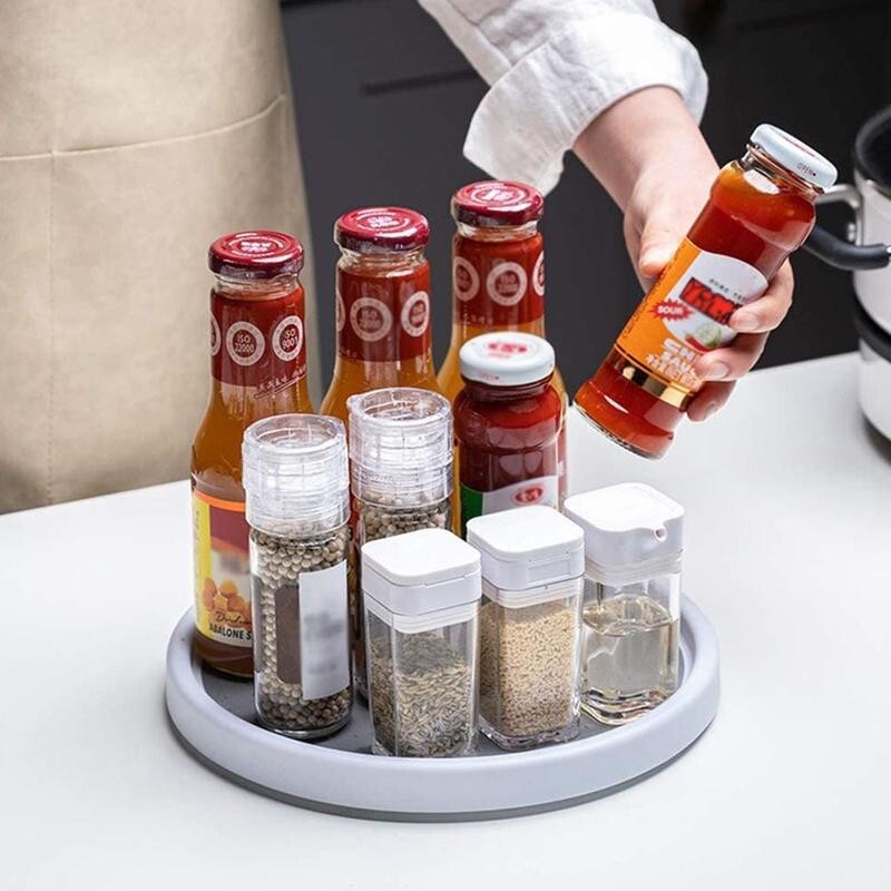 360-Degree Rotating Spice Rack Kitchen Countertop Storage Organizer