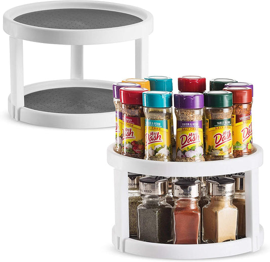 2-Tier Rotating Spice Rack Lazy Susan Kitchen Countertop Organizer