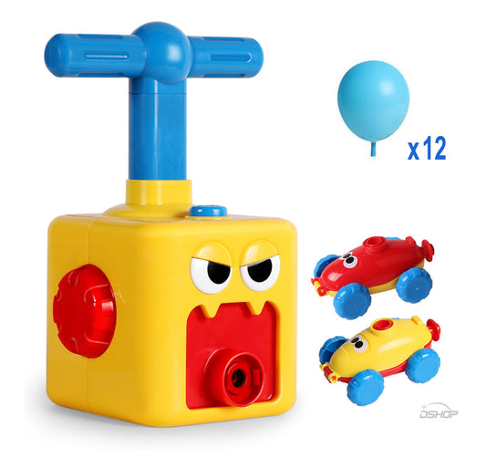 Balloon Powered Car Launcher Toy Set with 12 Fun Balloons for Kids