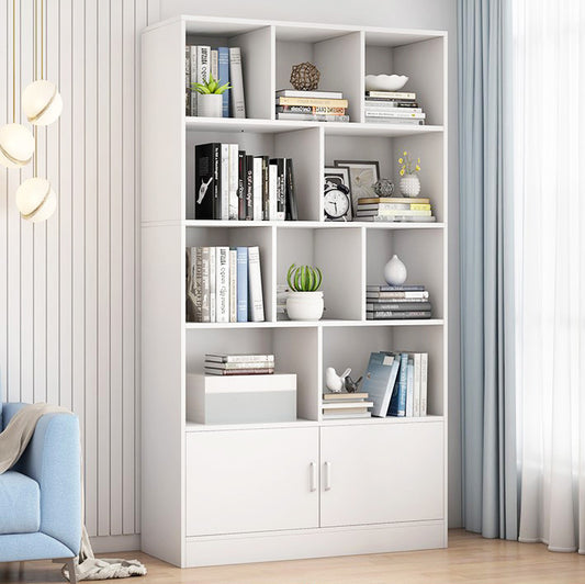 10-Shelf 2-Door Wardrobe Cupboard Bookshelf Cabinet White