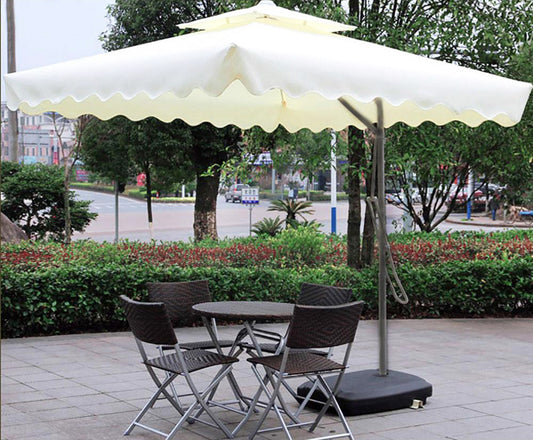 Large Square Cantilever Outdoor Umbrella UV Protection White Cream