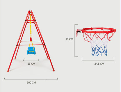 Kids 2 In 1 Swing and Basketball Playset for Backyard Fun