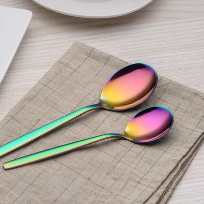 24 Piece Stainless Steel Cutlery Set Colorful Kitchen Tableware