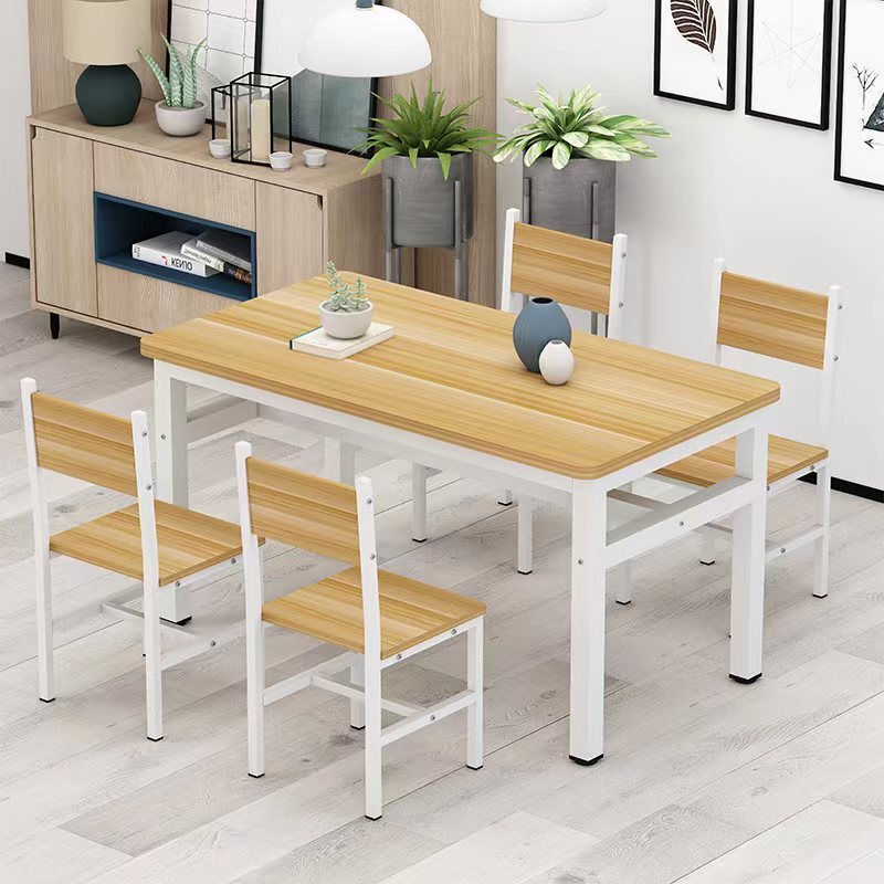 4 Piece Set Modern Wood Steel Dining Chairs Oak White