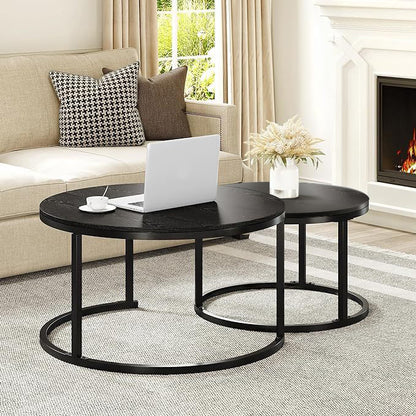 Stylish Black Nesting Coffee Tables Modern Living Room Furniture Set