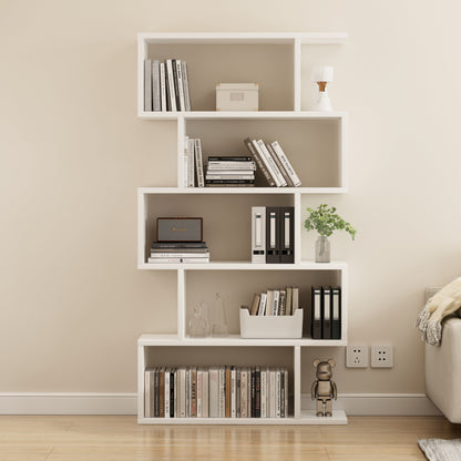 5 Tier Modern White Bookshelf Display Storage Shelving Unit Home Office