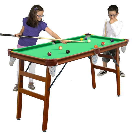 1.4m Foldable Wood Steel Pool Table Billiard Snooker Game with Accessories