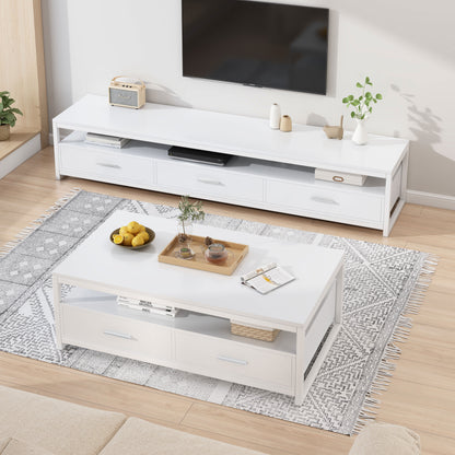 Vivo Modern TV Cabinet Entertainment Unit with Drawers (White)