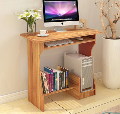 Large Essential Computer Desk with Shelves Oak Finish