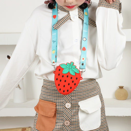 Cute Strawberry Silicone Crossbody Bag for Girls