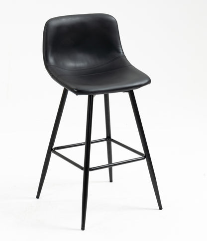 Set of 2 Modern Faux Leather Bar Stools Black