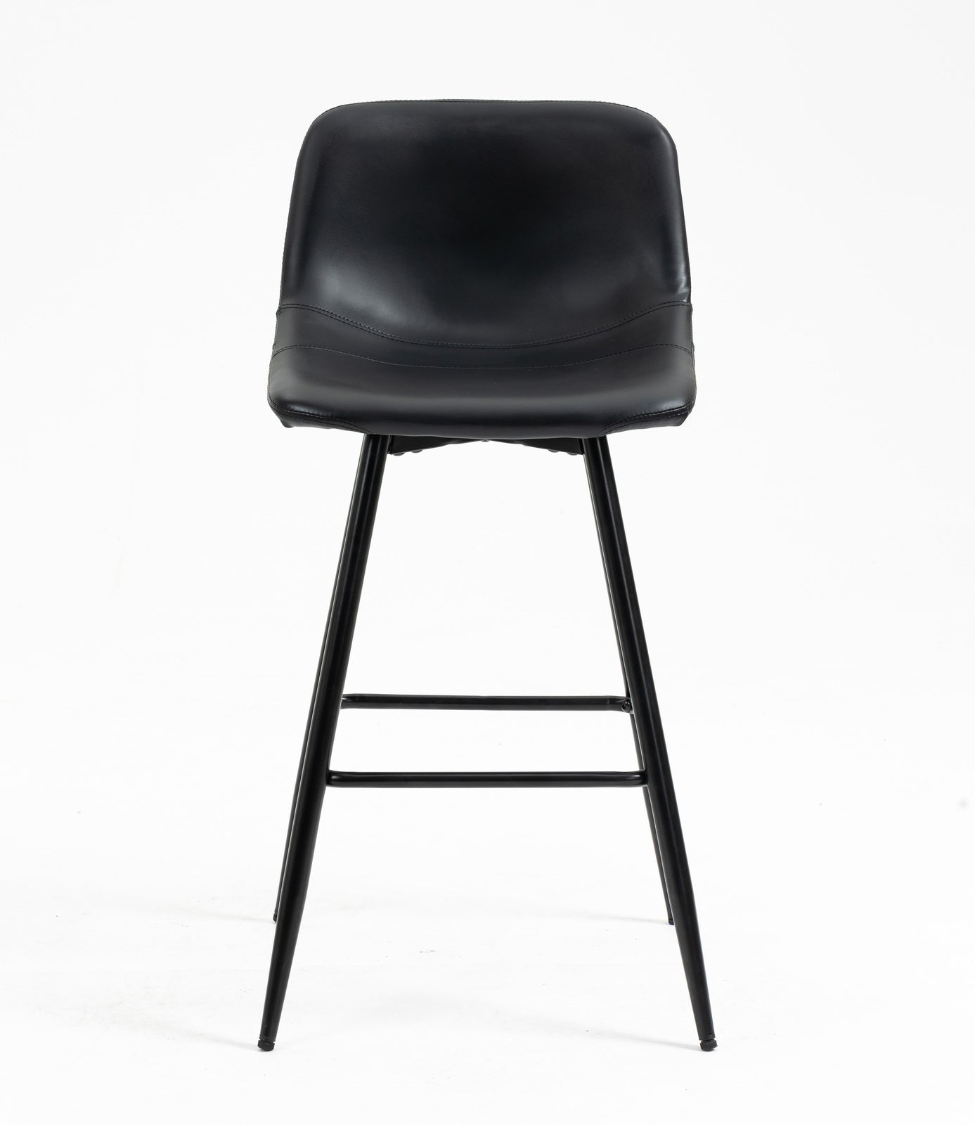 Set of 2 Modern Faux Leather Bar Stools Black