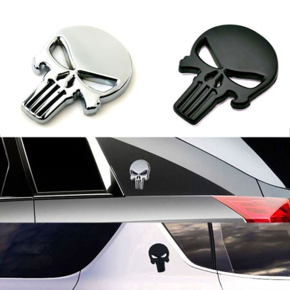 3D Skull Badge Chrome Emblem Car Sticker Auto Decal