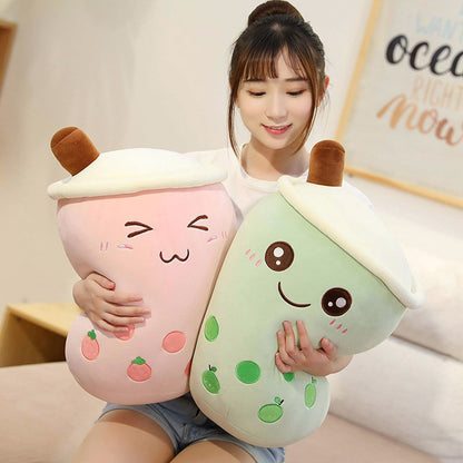 40cm Bubble Tea Plush Toy Boba Cuddly Doll Pillow Cushion Pink