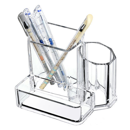 Clear Acrylic Desk Organizer with Pen and Business Card Holder for Office Essentials