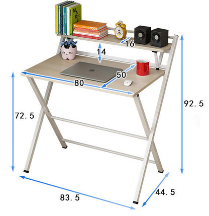 Smart Space-Saving Folding Desk with Storage Shelf Oak