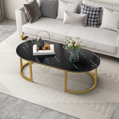 Luxor Designer Marble Look Coffee Table Black