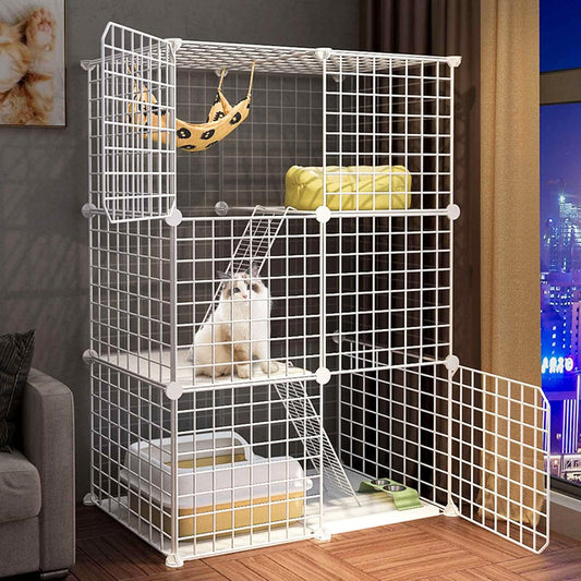 Spacious Metal Cat Cage Playpen for Indoor Exercise and Fun