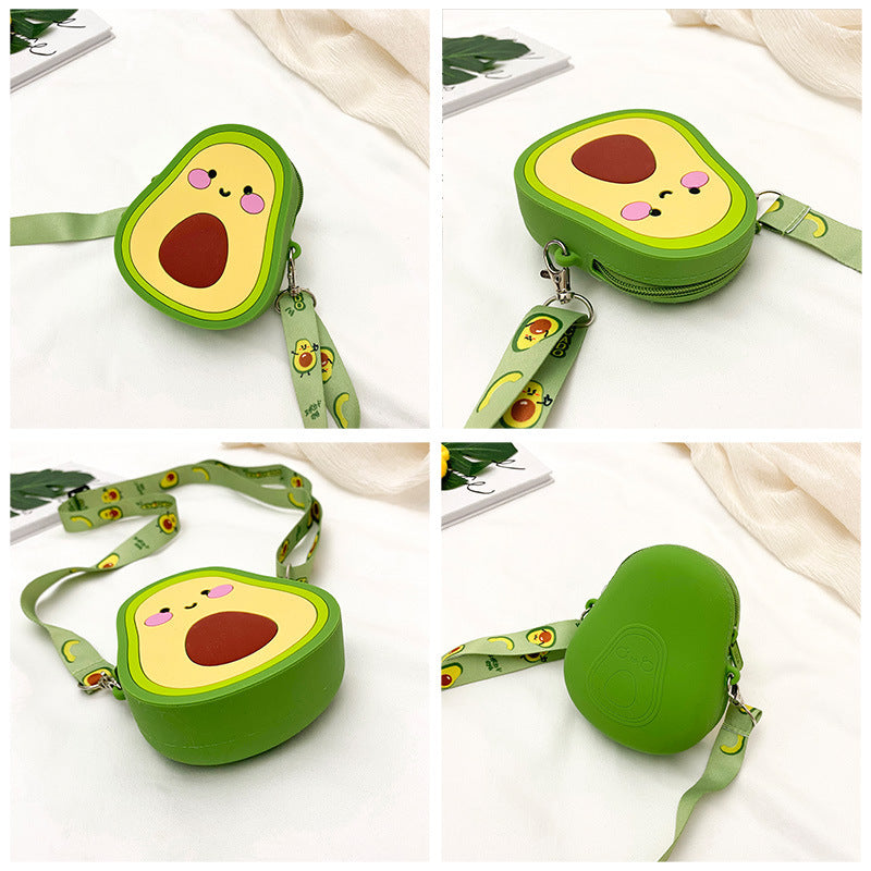 Cute Avocado Silicone Crossbody Bag for Girls