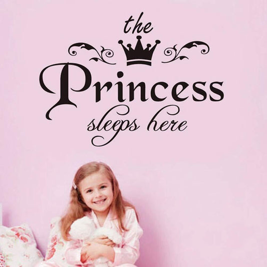 Princess Sleeps Here Wall Stickers Girls Bedroom Vinyl Decal DIY Decor Mural Art