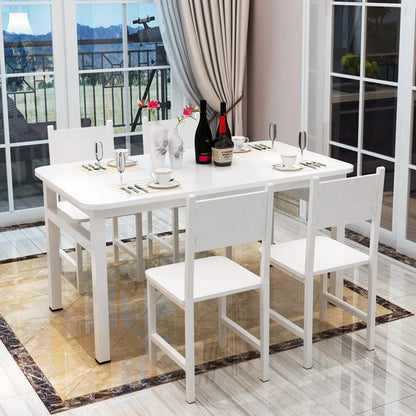 4 Piece Set Modern Wood Steel Dining Chairs White