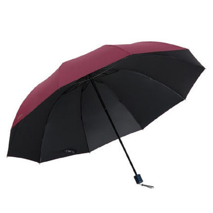 Large Windproof UV-Resistant Folding Umbrella Maroon Red