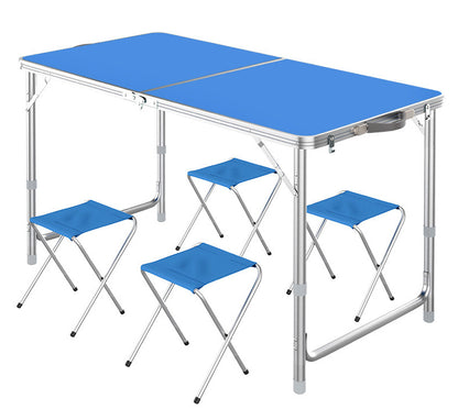 5-Piece Folding Camping Table and Chairs Set for Outdoor Activities Blue