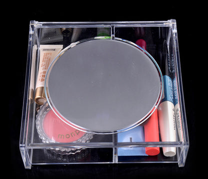 Portable Makeup Organizer with Large Mirror for Crystal Clear Cosmetic Storage