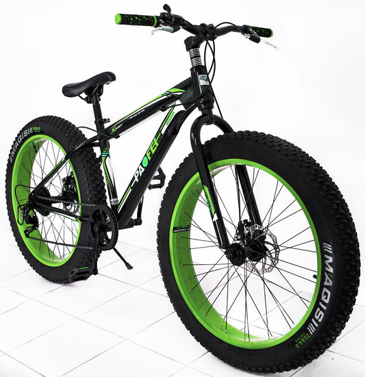 Premium Heavy Duty Fat Tire Mountain Bike for All Terrains Green Black