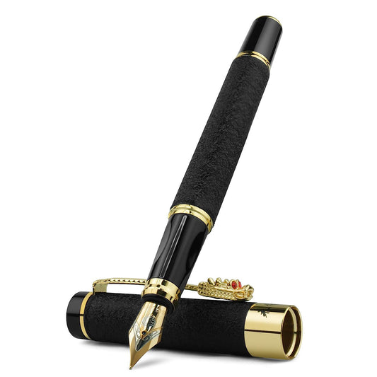 Elegant Dragon Metal Ink Fountain Pen Black Frosted